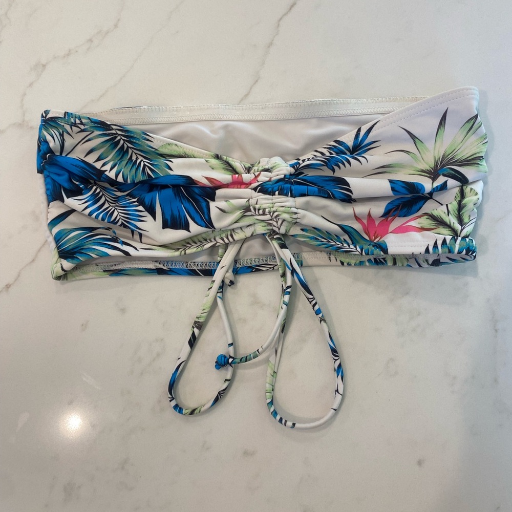 Tropical Print Bandeau Bikini Top
